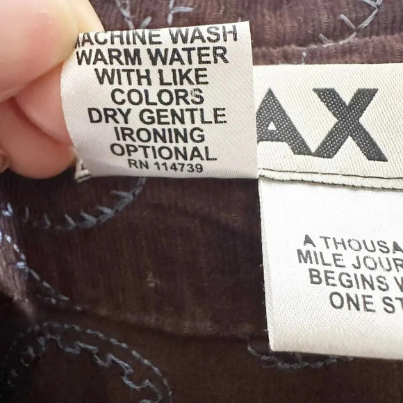 FLAX Size S Brown Corduroy Collared Lightweight Jacket Blue Embroidered‎ Floral - Picture 5 of 6